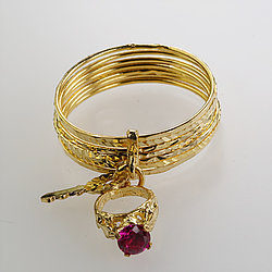 Solid 18 Karat Singapore Diamond-Cut Yellow Gold Ring