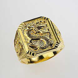 Solid 18 Karat Singapore Diamond-Cut Yellow Gold Ring