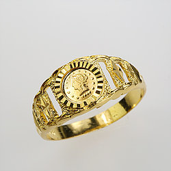 Solid 18 Karat Singapore Diamond-Cut Yellow Gold Ring