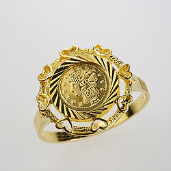 Solid 18 Karat Singapore Diamond-Cut Yellow Gold Ring