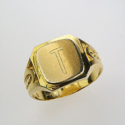 Solid 14 Karat Diamond-Cut Yellow Gold Ring
