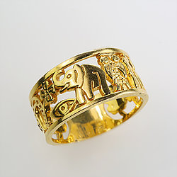 Solid 18 Karat Singapore Diamond-Cut Yellow Gold Ring