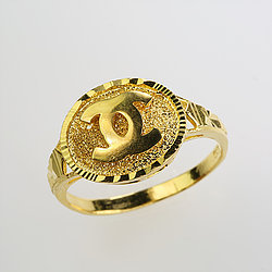 Solid 18 Karat Singapore Diamond-Cut Yellow Gold Ring