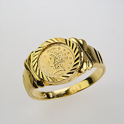 Solid 18 Karat Singapore Diamond-Cut Yellow Gold Ring
