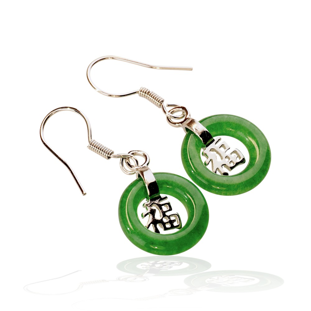 Sterling Silver Dangling Jade Earrings SPECIAL-26
