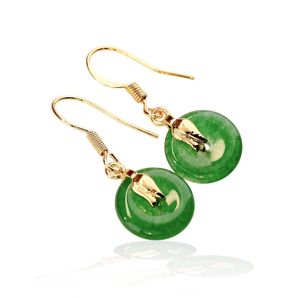 Sterling Silver Dangling Jade Earrings SPECIAL-27