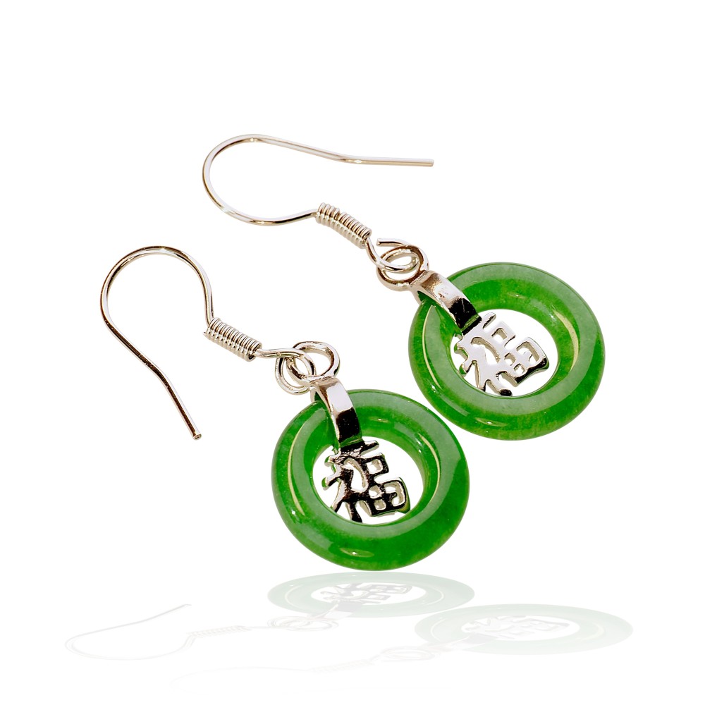 Sterling Silver Dangling Jade Earrings SPECIAL-28