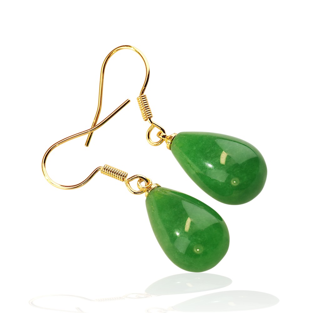 Sterling Silver Dangling Jade Earrings SPECIAL-31