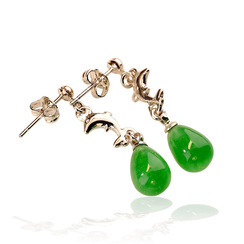 Sterling Silver Dangling Jade Earrings SPECIAL-32