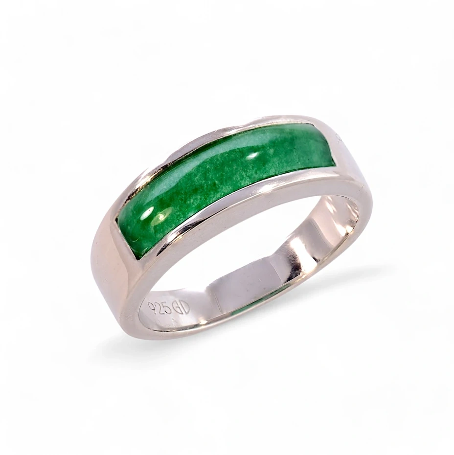 Imperial Green Jade Band Ring, Special 70% Off Best Sellers