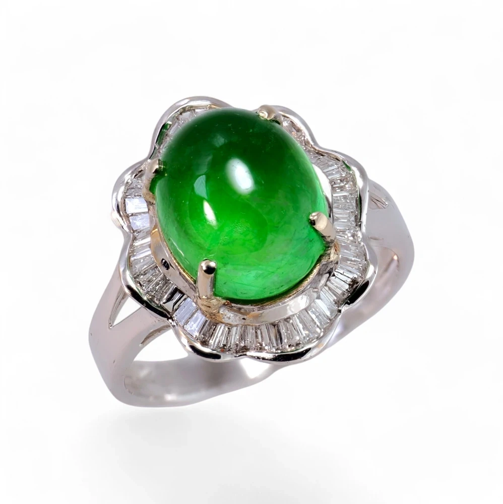 18K Gold Imperial Green Jade Ring