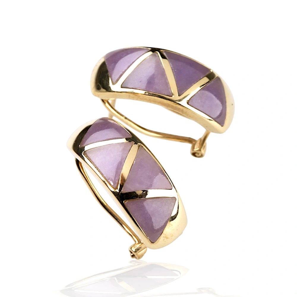 14K gold lavender jade earrings