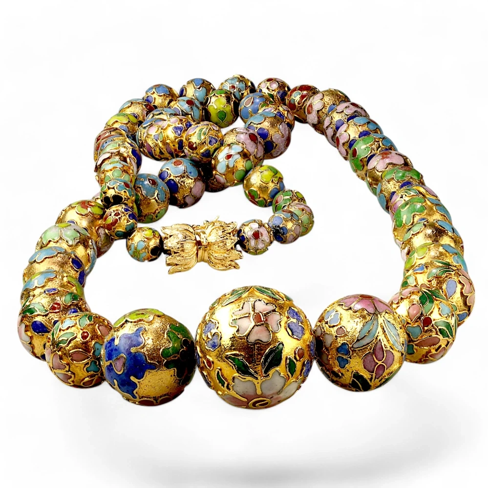 Large Cloisonne Enamel Bead Necklace