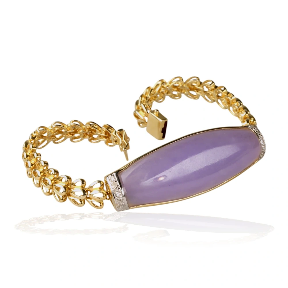14K Gold Lavender Jade Bracelet