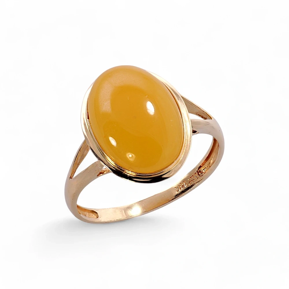 Solid 14K Yellow Gold Yellow Jade Ring