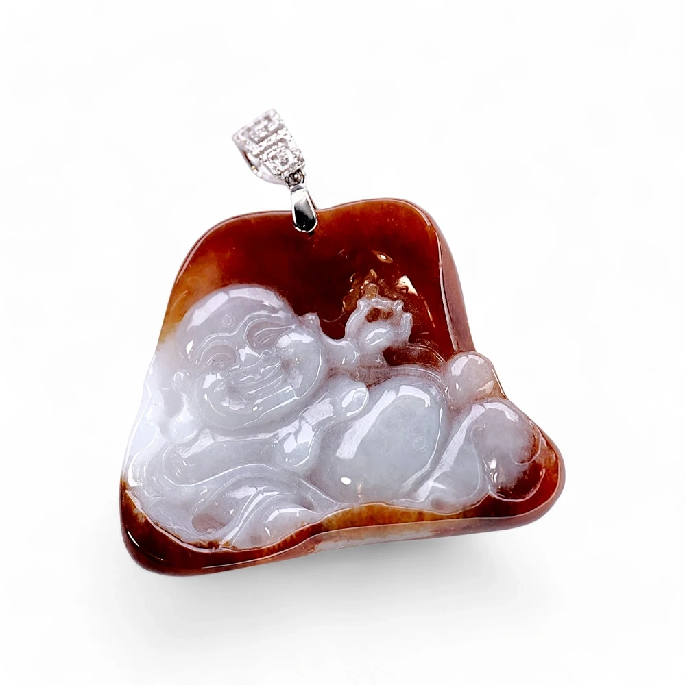 Solid18K White Gold Masterpiece Jade Pendant 04   Type A Jadeite · Certified
