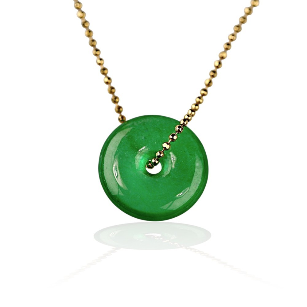Imperial Green Jade Life Saver Pendant Natural Jadeite Disc Pendant