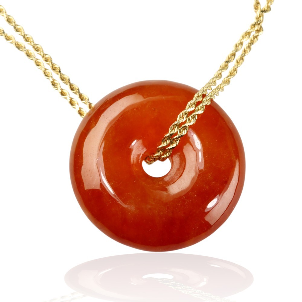 Red Jade Life Saver Pendant Red Jade Disc Pendant