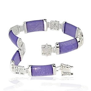 925 Sterling Silver Lavender Jade Segment Bracelet