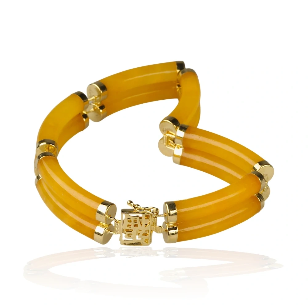 14K Gold Yellow Jade Bracelet