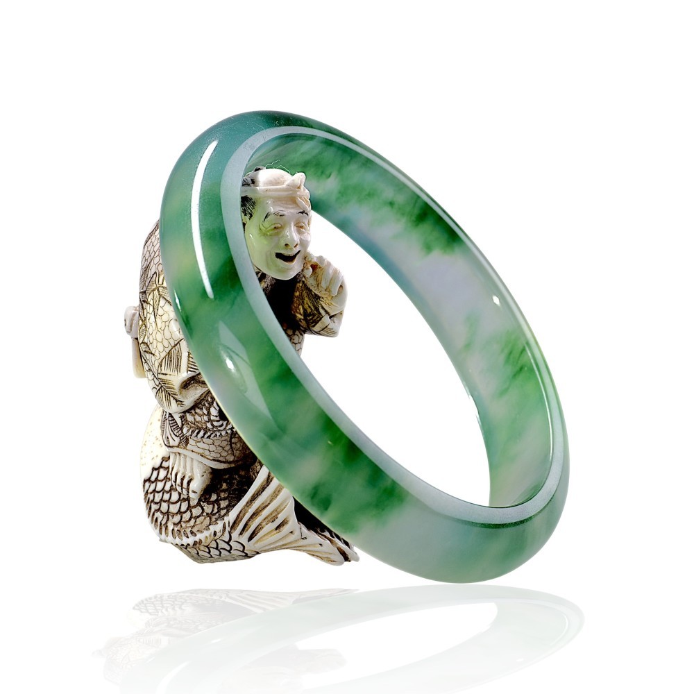 Solid Imperial Green Jade Bangle, 58mm Inner Diameter