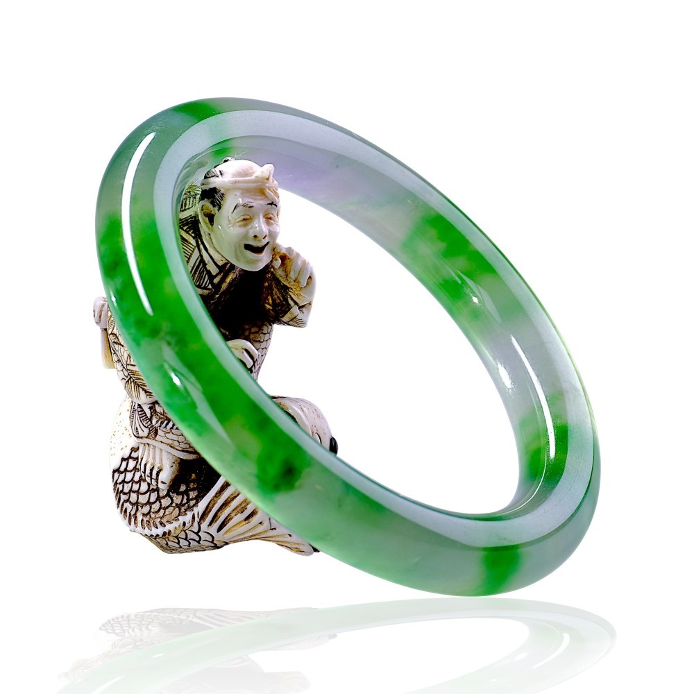 Solid Imperial Green Jade Bangle, 60mm Inner Diameter