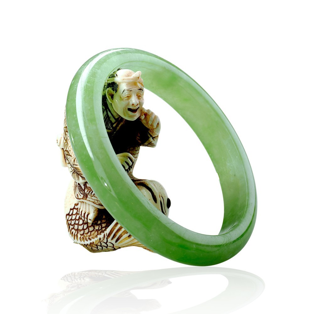 Solid Green Jade Bangle Under &100, 56mm Inner Diameter