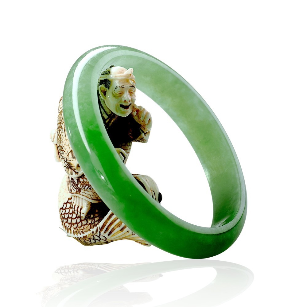 Solid Green Jade Bangle Under &100, 57mm Inner Diameter
