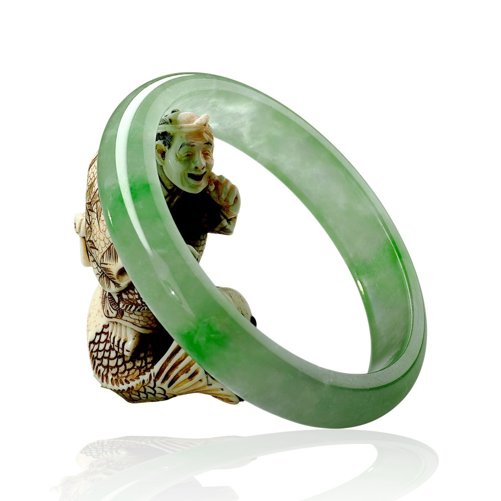 Solid Green Jade Bangle Under &100, 60mm Inner Diameter