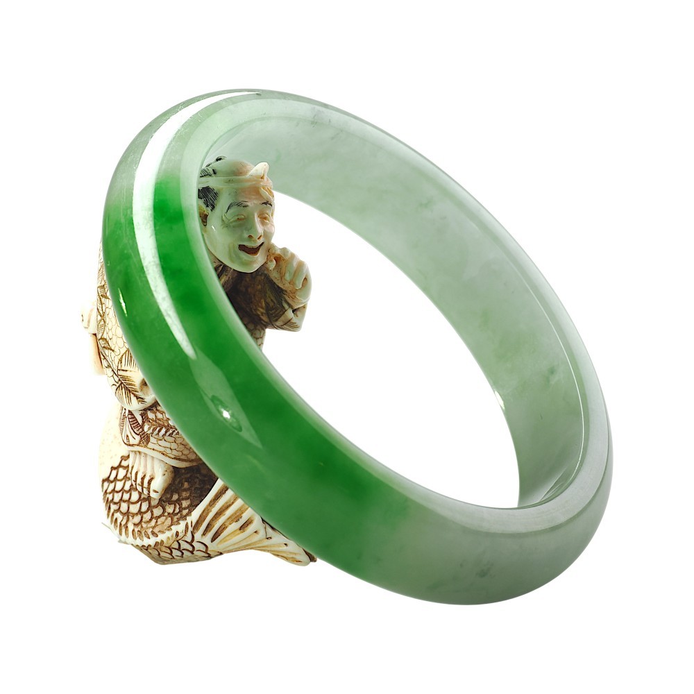 Solid Green Jade Bangle Under &100, 62mm Inner Diameter