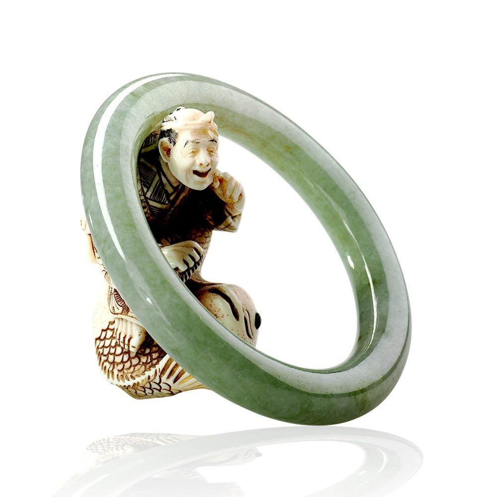 Solid Green Jade Bangle Under &100, 54mm Inner Diameter