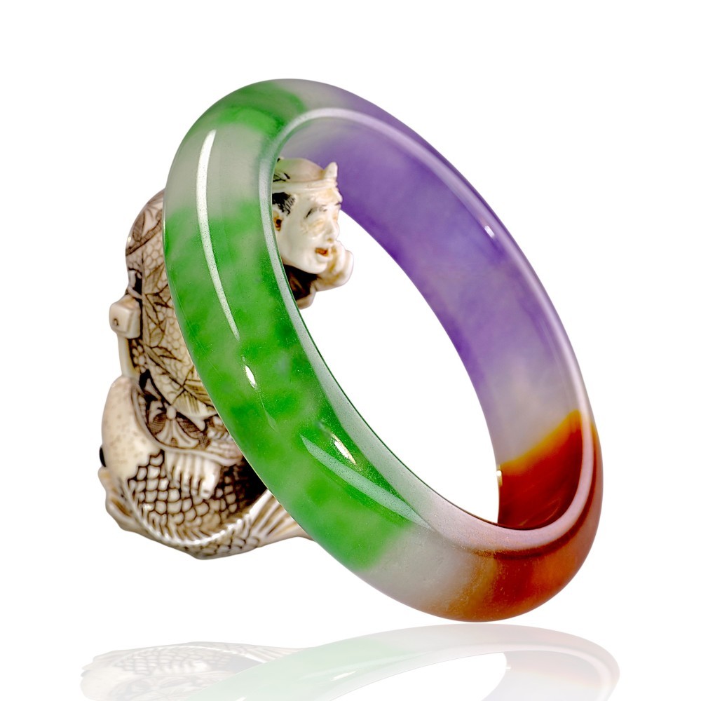 Multi-Color Jadeite Jade Bangle 58mm Inner Diameter