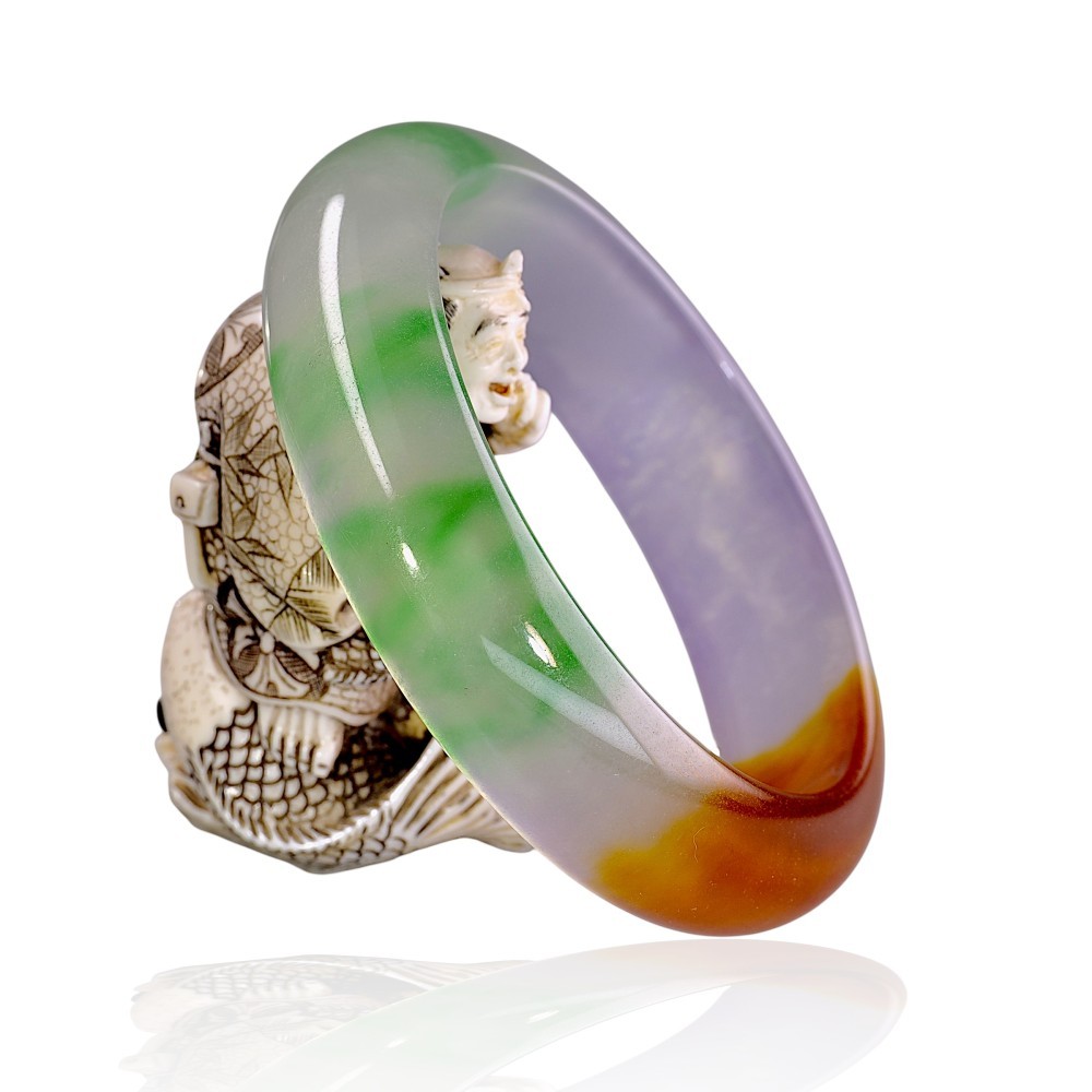 Multi-Color Jadeite Jade Bangle 57mm Inner Diameter