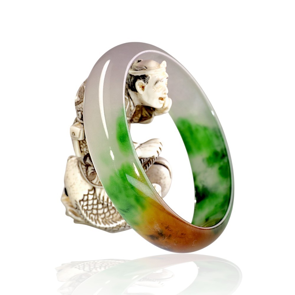 Multi-Color Jadeite Jade Bangle 54mm Inner Diameter