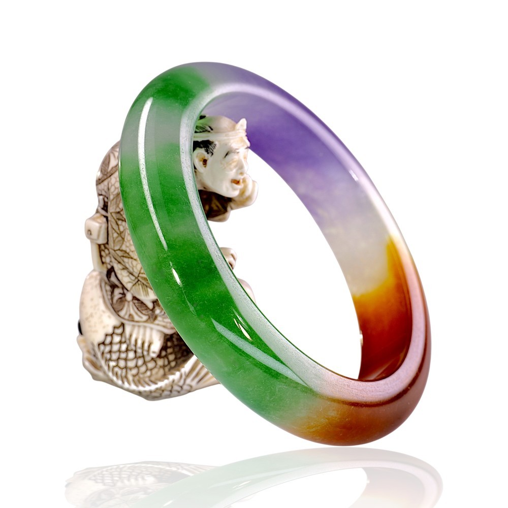Multi-Color Jadeite Jade Bangle 58mm Inner Diameter