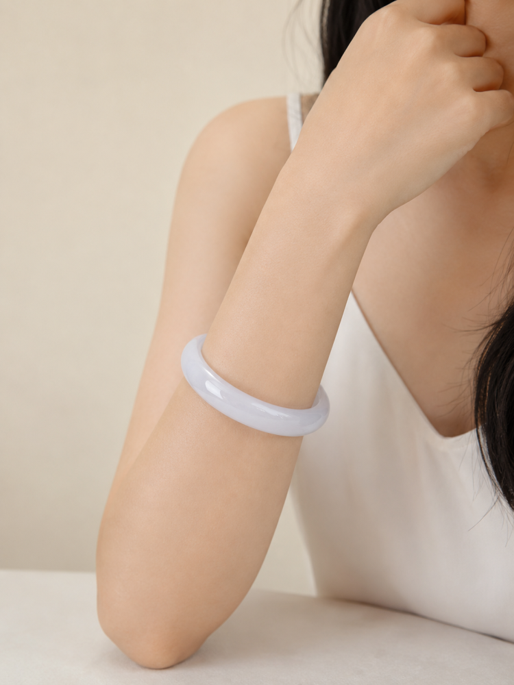 Solid White Jade Bangle, 58mm Inner Diameter