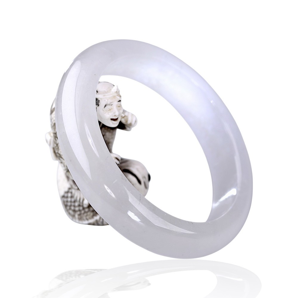 Solid White Jade Bangle, 53mm Inner Diameter