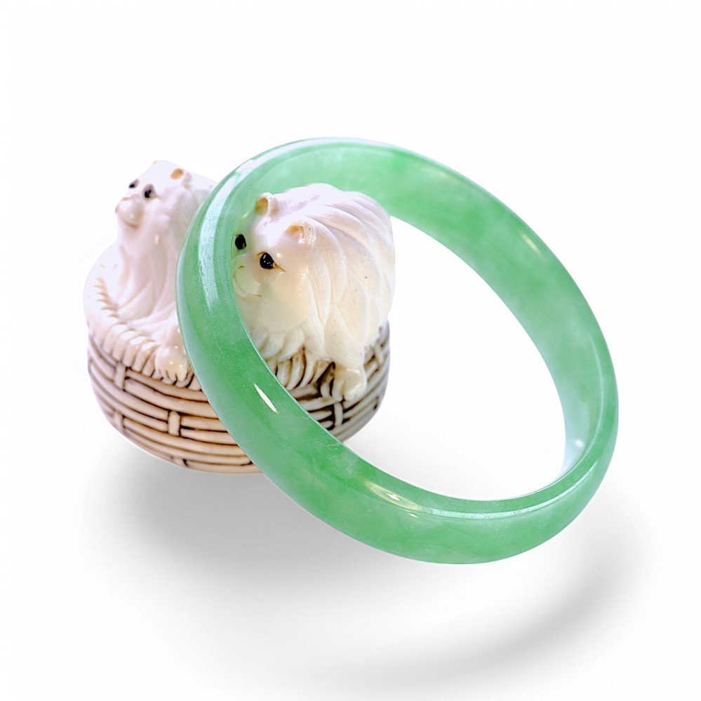 Green Jade Baby Bangle, 52 x 47mm Inner Diameter