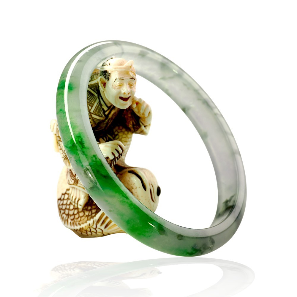 Elegant Solid Green Jade Bangle $400 - $500, 57mm Inner Diameter