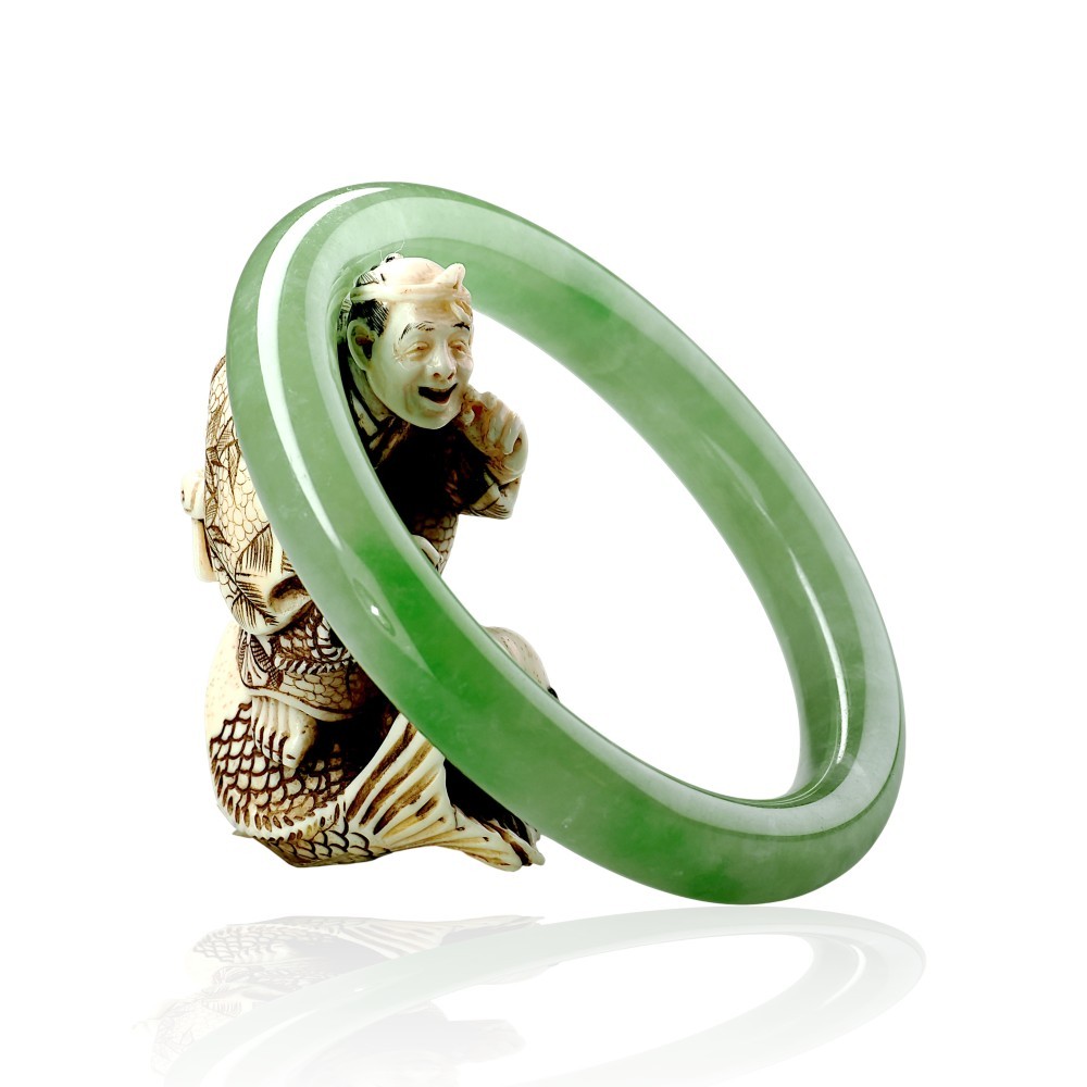 Elegant Green Jade Bangle $200 - $300, 57mm Inner Diameter