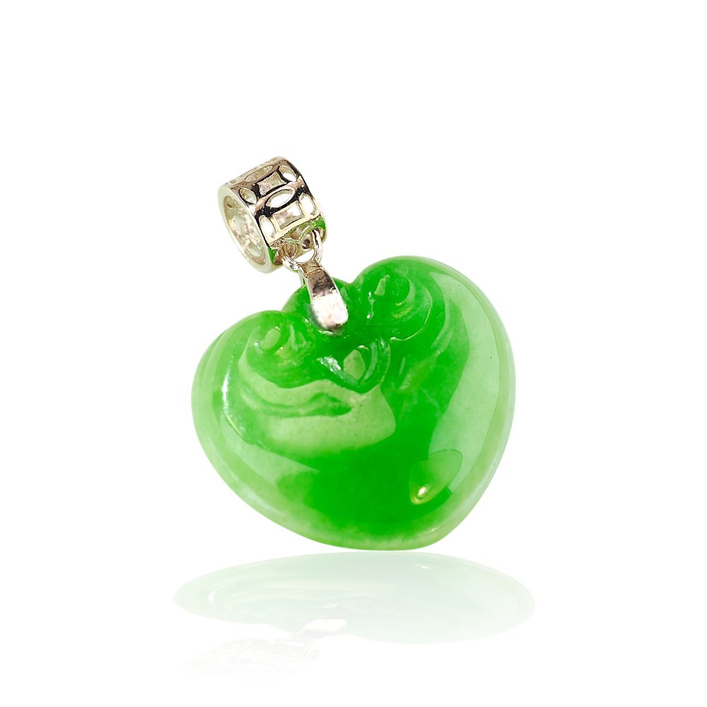 Green Jade Heart Pendant with Ruyi Design, SPECIAL-70