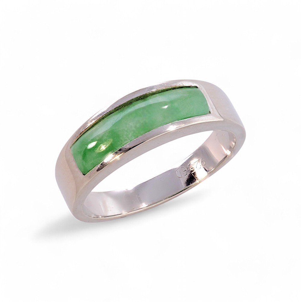 60% OFF, 925 Sterling Silver Green Jade Ring Band, JRB007