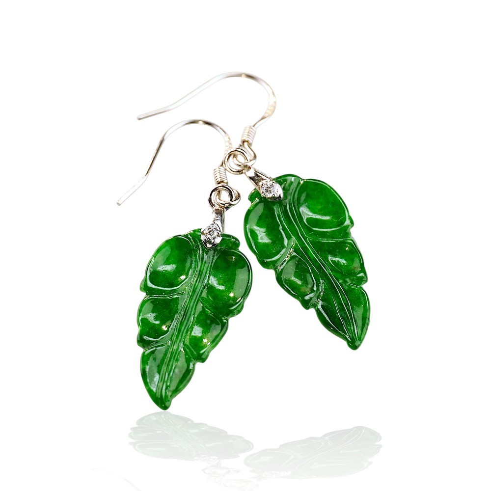 65% OFF, Imperial Green Jade Leaf Earrings S45 Best Sellers