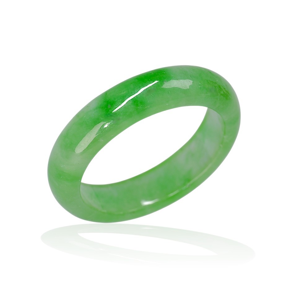 60% OFF, Solid Green Jadeite Jade Ring Band, JRB013
