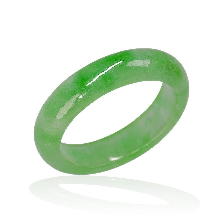60% OFF, Solid Green Jadeite Jade Ring Band, JRB014