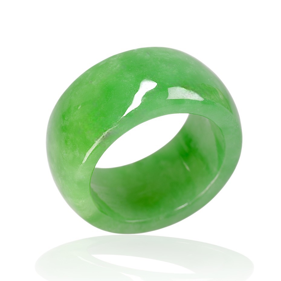 60% OFF, Solid Green Jadeite Jade Ring Band, JRB024