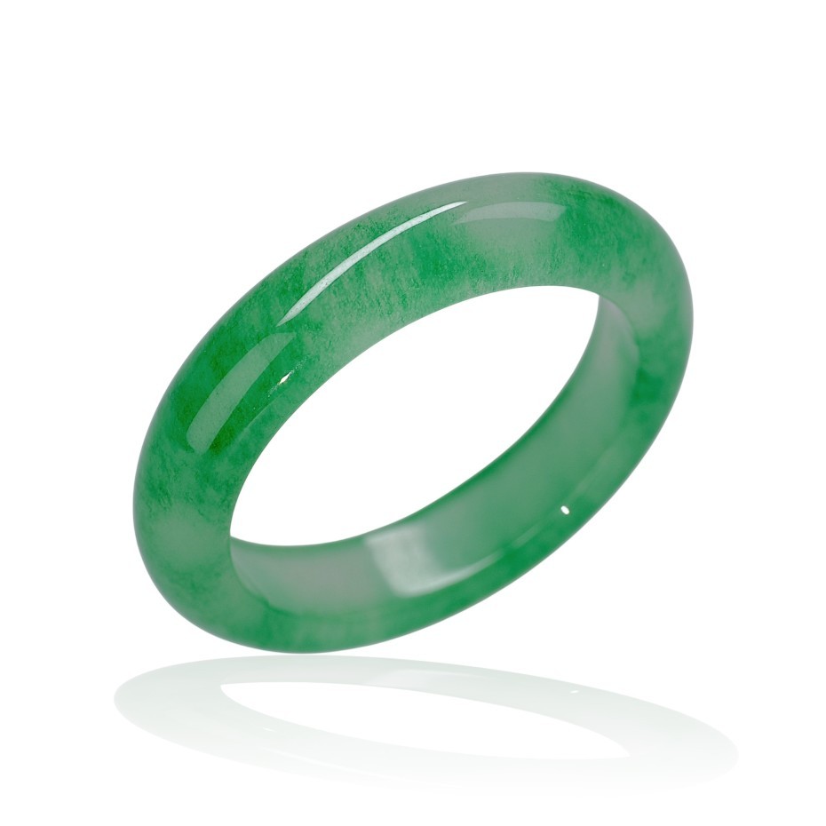 60% OFF, Solid Green Jadeite Jade Ring Band, JRB022