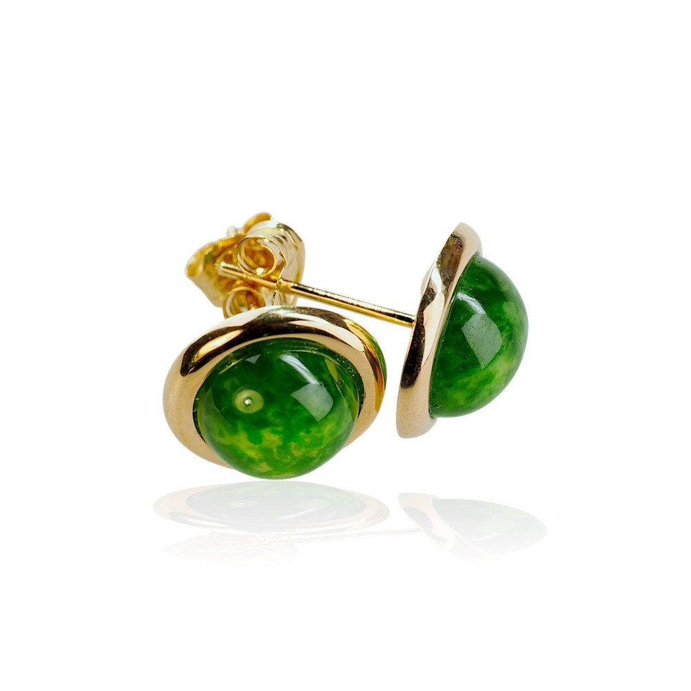 65% OFF, 14K Gold Imperial Green Jade Stud Earring S75