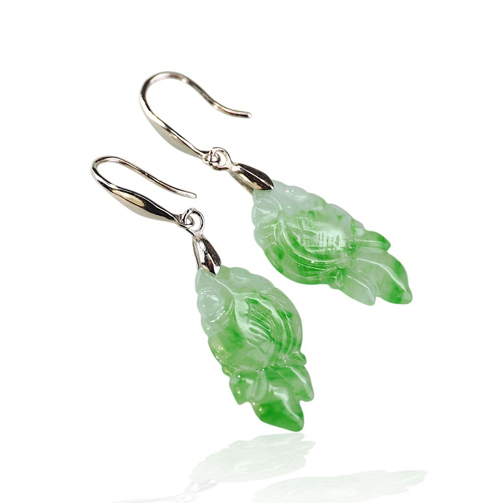65% OFF, Apple Green Jade Fish Earrings S 52 Best Sellers
