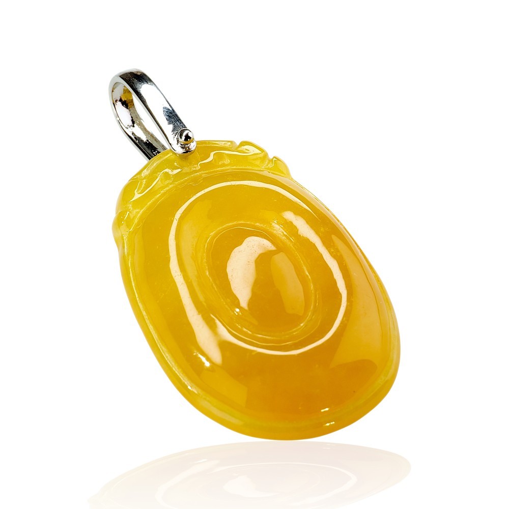 75%OFF 925 Sterling Silver Yellow Jade Circle of Peace Pendant S5